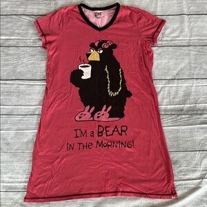 Lazy One Pink Nightshirt with Bear Graphic